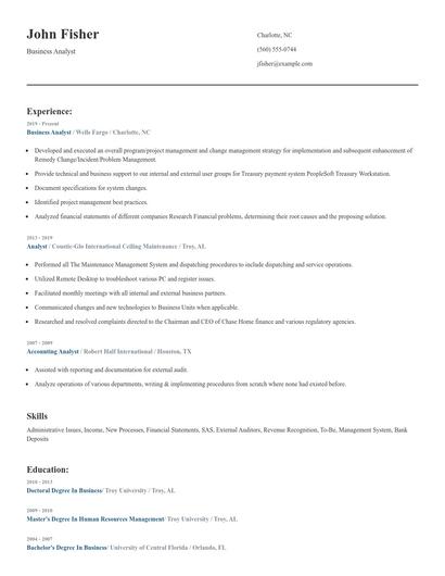 Business Analyst Resume