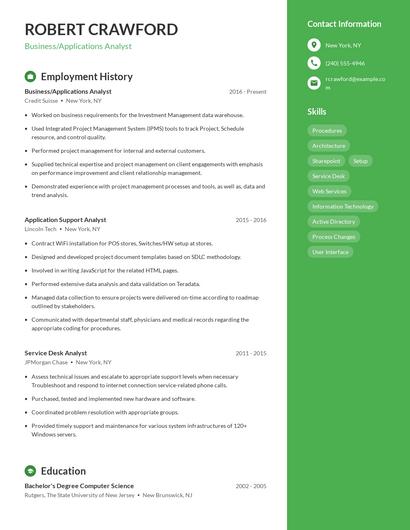 Business/Applications Analyst Resume