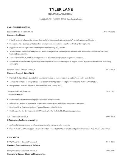 Business Architect Resume