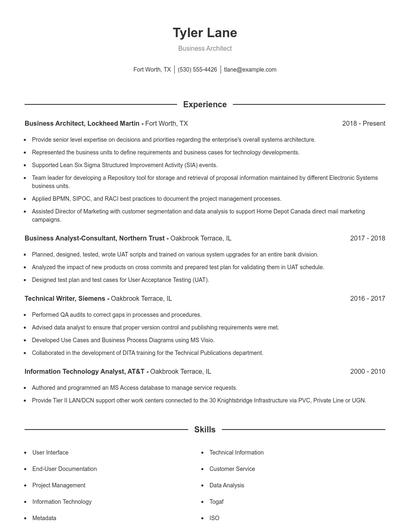 Business Architect Resume