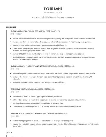 Business Architect Resume