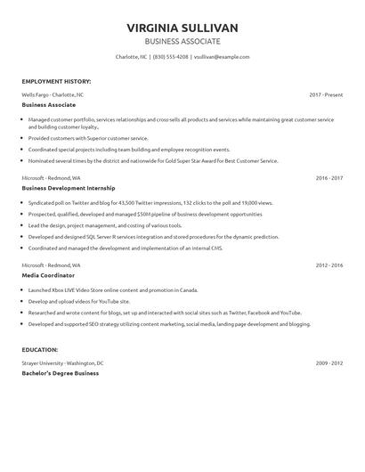 Business Associate Resume