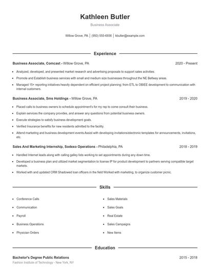 Resume example 1