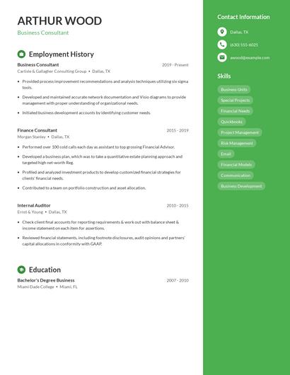 Business Consultant Resume