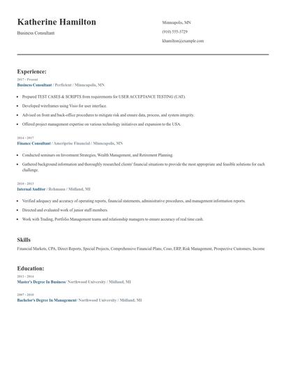 Business Consultant Resume