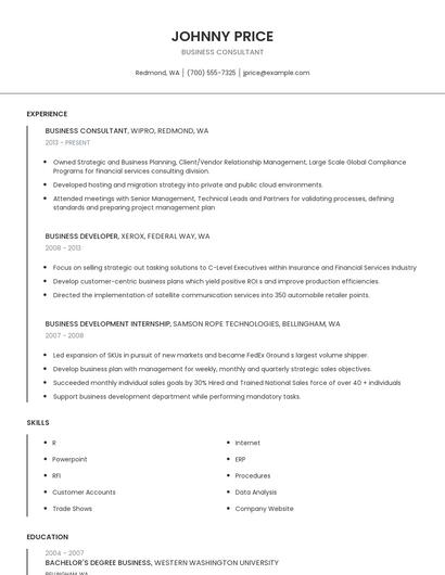 Business Consultant Resume
