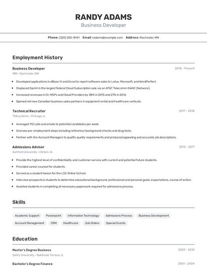Resume example 2