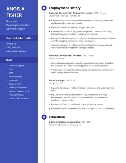 Business Development And Administration Resume