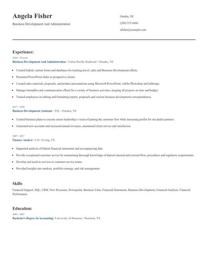 Business Development And Administration Resume