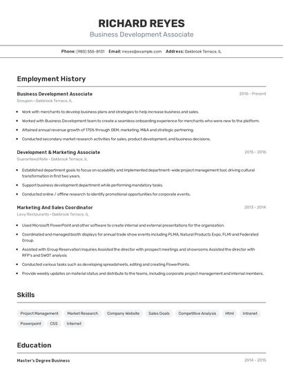 Resume example 2