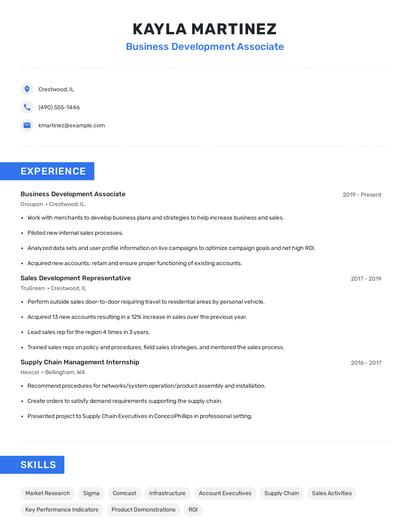 Business Development Associate Resume