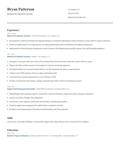 Business Development Associate Resume
