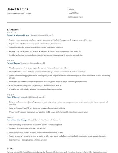 Business Development Director Resume