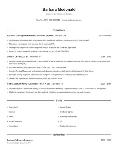 Business Development Director Resume