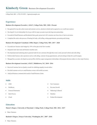 Business Development Executive Resume