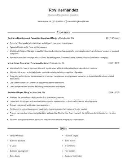 Business Development Executive Resume