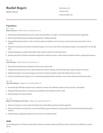 Business Director Resume