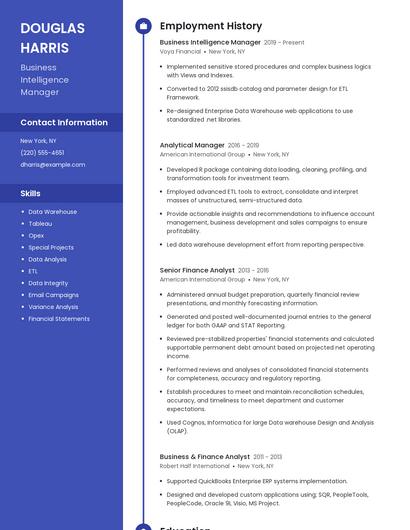 Business Intelligence Manager Resume