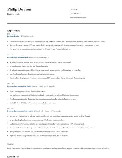 Business Leader Resume