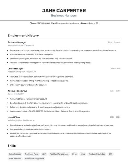 Resume example 2