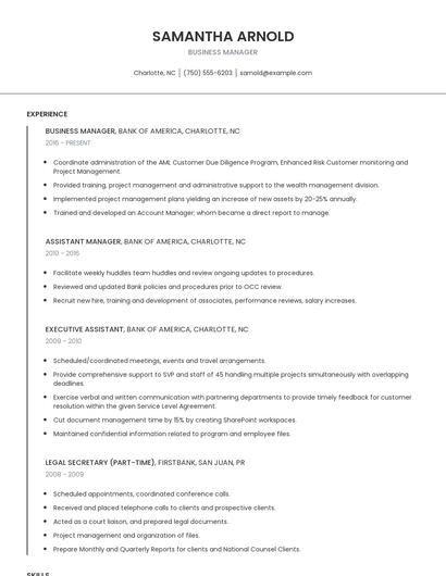 Business Manager Resume