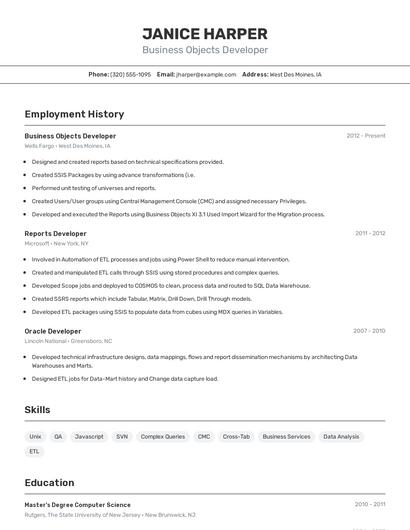 Resume example 2