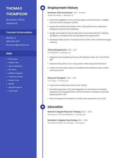 Business Office Assistant Resume