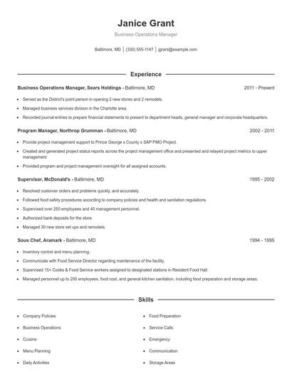 Resume example 1