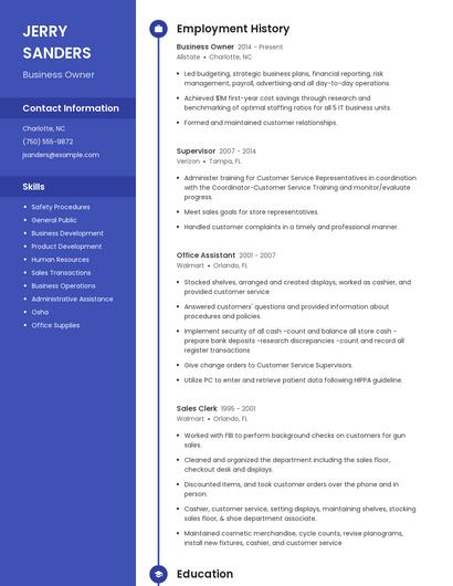Business Owner Resume