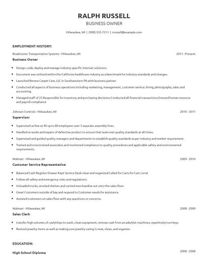 Business Owner Resume