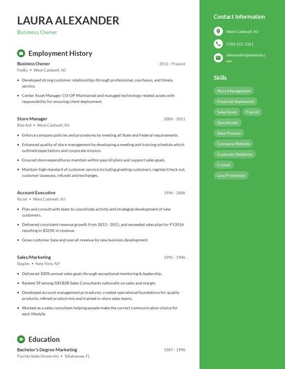 Resume example 5