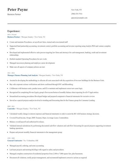 Business Partner Resume