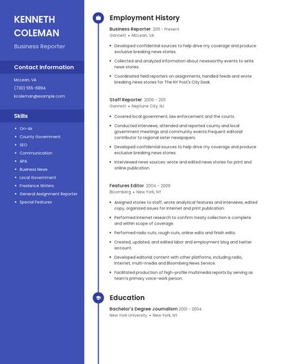 Business Reporter Resume