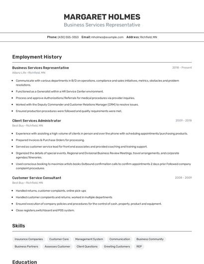 Resume example 2