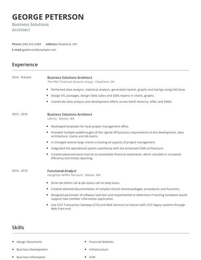 Business Solutions Architect Resume