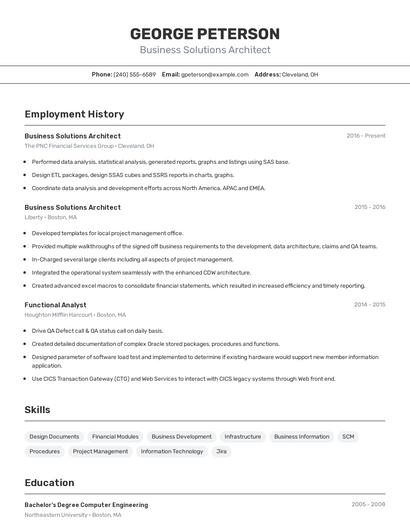 Business Solutions Architect Resume