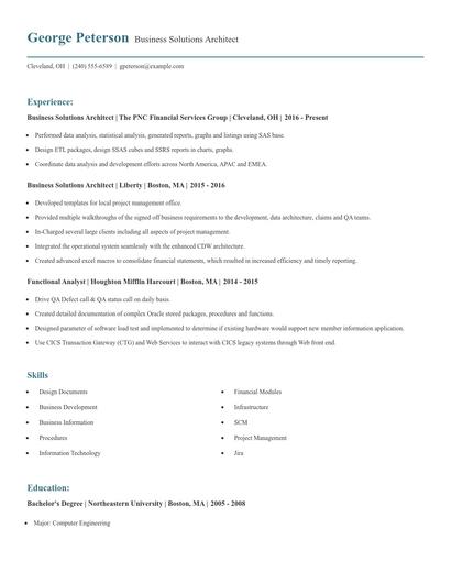 Business Solutions Architect Resume