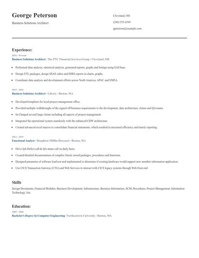 Business Solutions Architect Resume