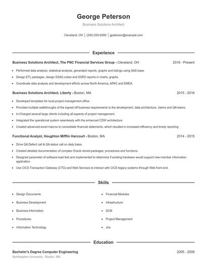 Business Solutions Architect Resume