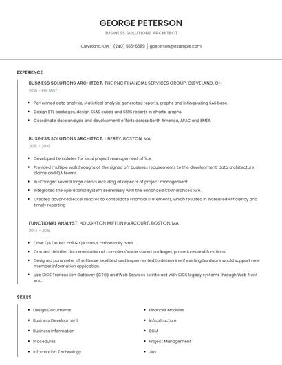 Business Solutions Architect Resume