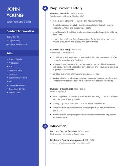 Business Specialist Resume
