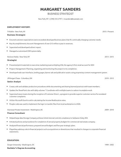 Business Strategist Resume