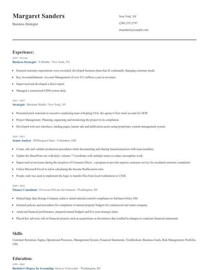Business Strategist Resume