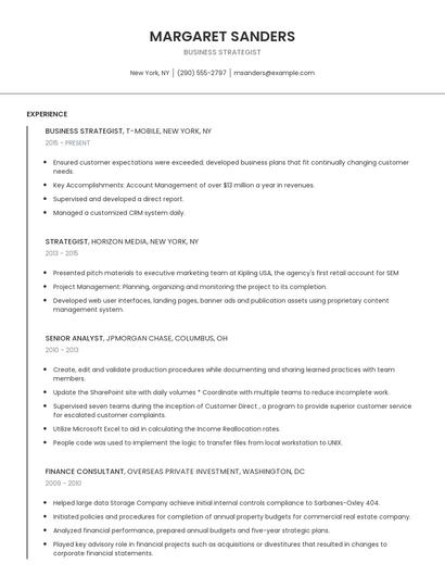 Business Strategist Resume
