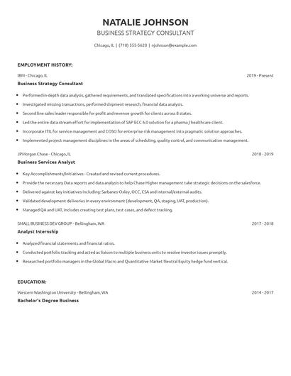 Business Strategy Consultant Resume