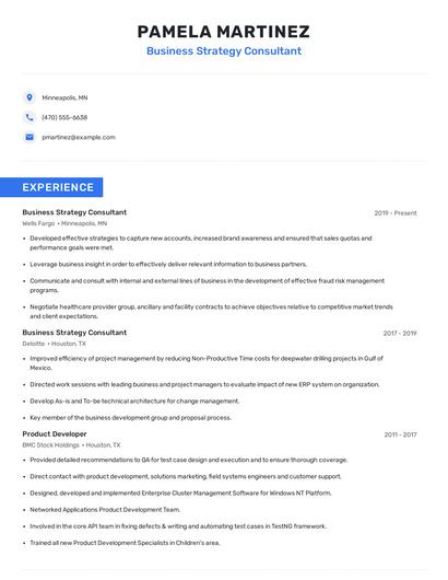 Business Strategy Consultant Resume