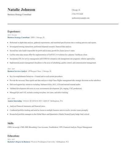 Business Strategy Consultant Resume