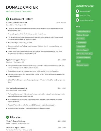 Business Systems Consultant Resume