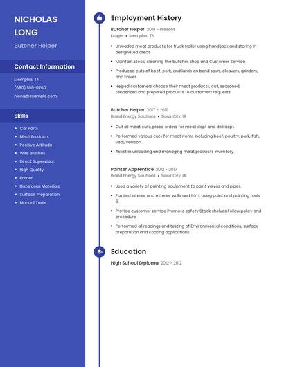 Butcher Helper Resume