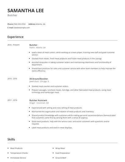 Butcher Resume